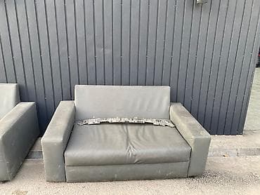 Офисный диван, Б/у, цвет - Серый, Экокожа — 1