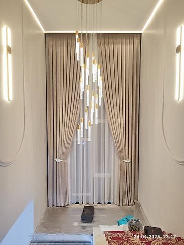 Комплект штор, Жаккард, С ламбрекеном, Изготовление на заказ, Для зала