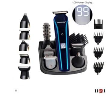 купить опасную бритву: Триммер, Триммер для бороды и усов ProMozer MZ-2027, черный, синий — 2