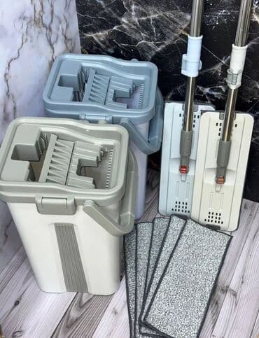 чистящие средства салфетки для удаления тонера: Швабра+ведро с отжимом. «ЗЕРКАЛЬНАЯ» Объем: 12л. Кол-во тряпок: 3шт — 2