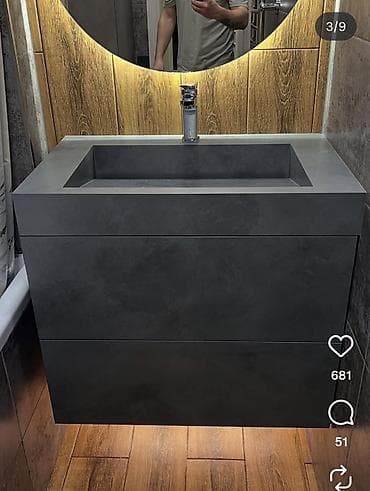 туалетная мыло: Раковина для ванной, Особенности: Под камень, Квадрат форма, Размер: 100 x 50 см — 6