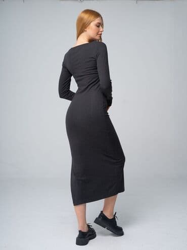 теплые платья для полных: Повседневное платье, Made in KG, Осень-весна, Длинная модель, Кашемир, Лапша, 2XL, XL — 4