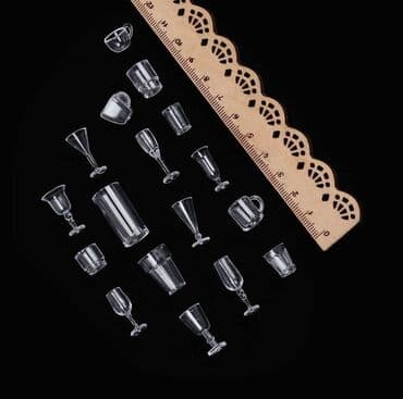 кекс игрушки: Набор миниатюрной стеклянной посуды для кукольного бара/домика (17 — 1