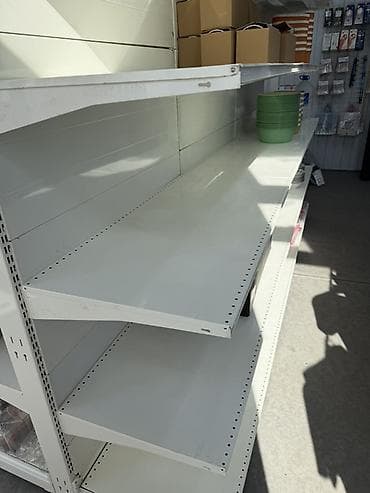 мебель полки: Металлический стеллаж магазинный - Тип: пристенный торговый стеллаж — 1