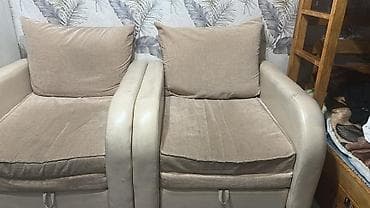 гостиной стульев для: Два мягких кресла в комплекте. - Цвет: бежевый (сиденья и подушки) — 1