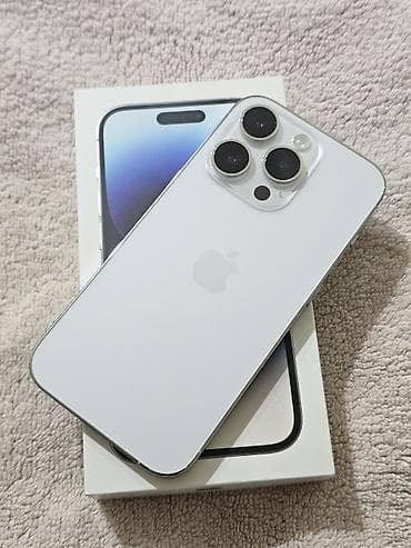 IPhone 14 Pro, Б/у, 256 ГБ, Серебристый, Кабель, Коробка, 82 %