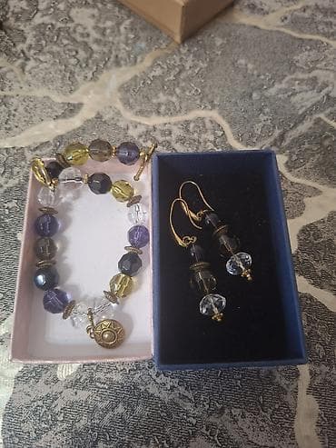 Комплект бижутерии: браслет и серьги( Стекло) ручная работа - Браслет — 1