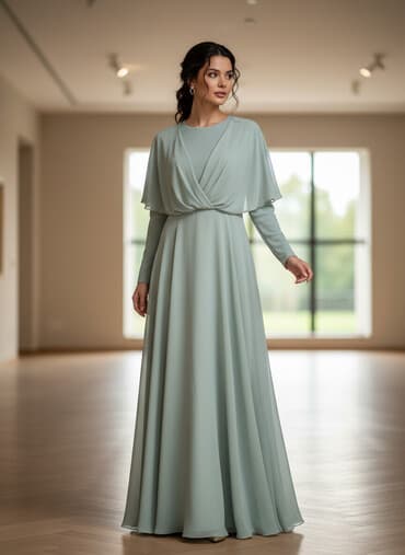 национальные украшения бишкек: Вечернее платье, Длинная модель, С рукавами, S — 1