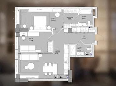 Недвижимость: 2 комнаты, 86 м², Асанбай мкр Элитка, 8 этаж, ПСО (под самоотделку) — 6