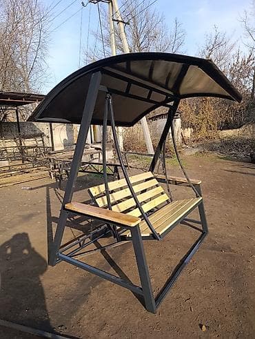 Ашкана буюмдары: Бакча селкинчеги Металл, Жөлөнгүчү менен, Чатыры менен — 4