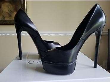 Туфли-лодочки на высокой платформе и шпильке - Цвет: чёрный (матовая