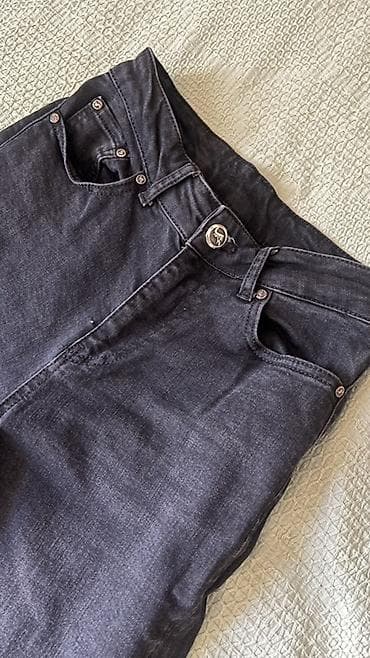 серые джинсы: Джинсы, Прямые, Средняя талия, S — 2