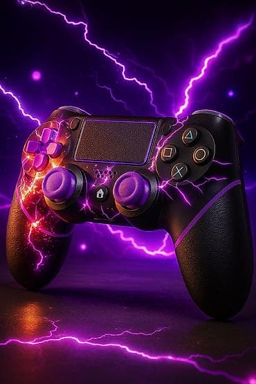 logitech mx: Геймпад для PlayStation (DualShock‑стиля) с фиолетовой «молниевой» — 1