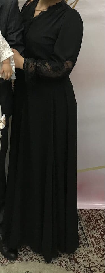 женские платья больших размеров: Вечернее платье, Классическое, Длинная модель, Полиэстер, С рукавами, S — 1