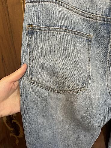 мом джинсы: Джинсы, Прямые, H&M, Китай, Средняя талия, Вареные — 6