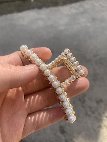 заколка краб: Аксессуар для волос, Заколка, Женские, Материал: Бусины — 1