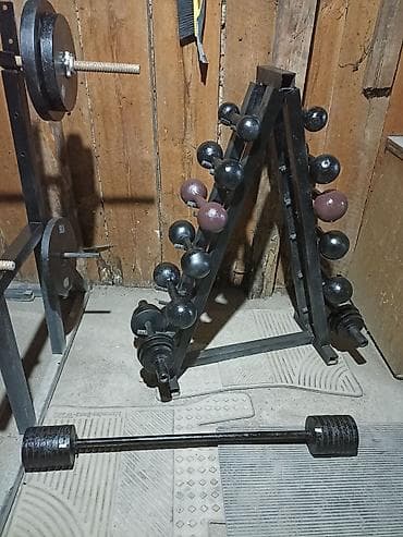 качка зал: Продаю комплект Гантели Гири штанги стойку для жима скамья для жима и — 3