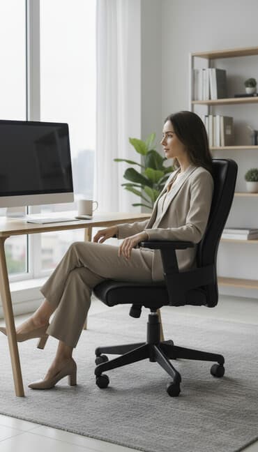 Офисное кресло, С колесиками, цвет - Черный, Экокожа