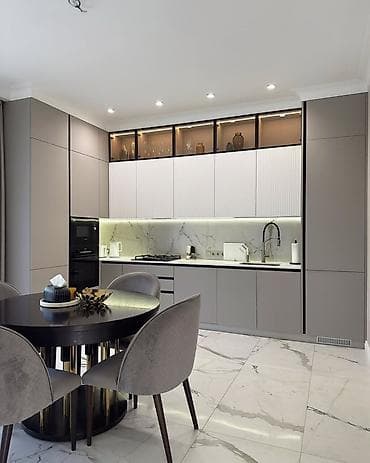 кухонные столы стулья: Кухонный гарнитур, цвет - Серый — 1