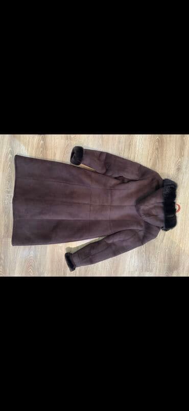 дубленка короткая: Дубленка, По колено, С капюшоном, L — 3