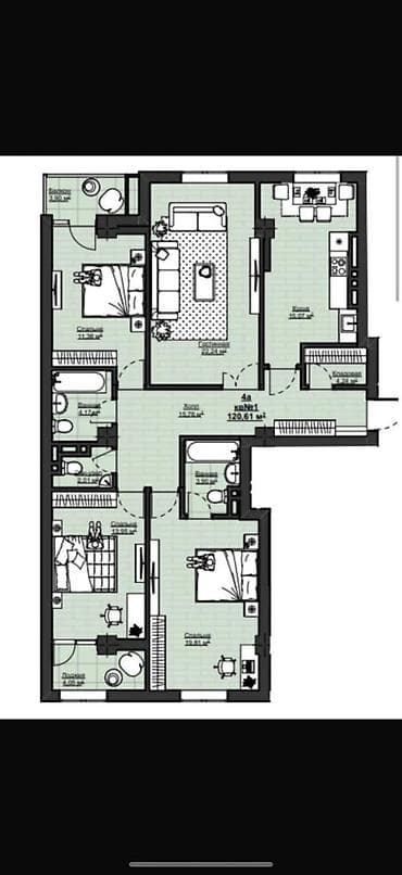 city: 4 комнаты, 120 м², Элитка, 4 этаж, Готовая ПСО (под самоотделку) — 2