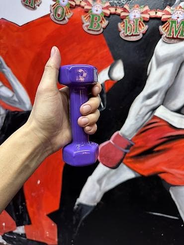 Гантели: Фиолетовая гантель 5 LB (≈2,27 кг) - Материал: литая рукоять с — 1