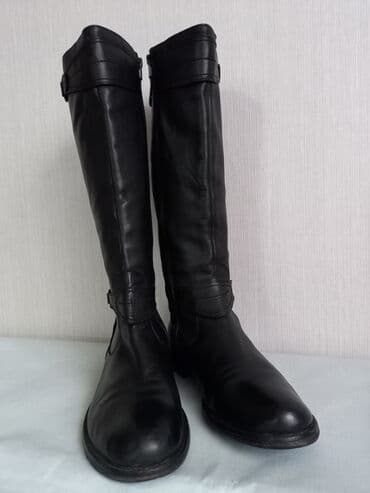 сапоги из натурального меха и кожи: Сапоги, 42, Esprit, Б/у, цвет - Черный, Самовывоз — 3