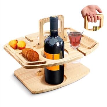 набор для пикника стол и стулья: Портативный деревянный столик для пикника с ручкой — 2