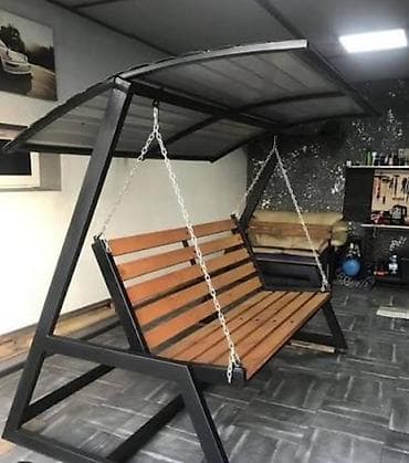 сепия: Садовые качели Металл, Со спинкой, Без крыши — 3