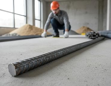 Арматура строительная рифленая, представленная в прутках длиной 11.7