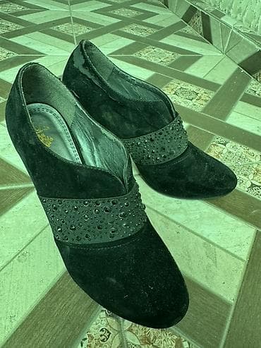 Женские ботильоны на каблуке - Цвет: черный - Материал верха — 2