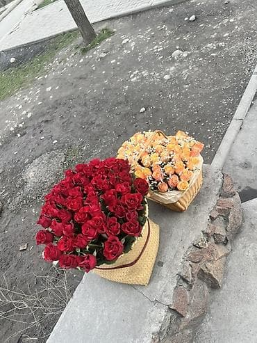 Светодиодные гирлянды: Большие цветочные композиции в плетеных корзинках Красные розы 53 — 3