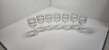 хранение: Рюмки 1970г. Богемия в золоте, напыление, высотой по 11см, 7 штук за — 1