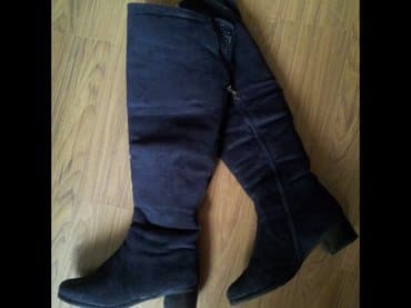 сапоги из натурального меха и кожи: Сапоги, 38, Classica, Б/у, цвет - Синий, Самовывоз — 1