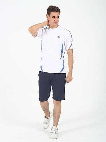 Жеке буюмдар: Мужская спортивная футболка с коротким рукавом - Цвет: белый с синими — 2