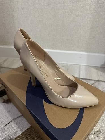 Туфли-лодочки женские, бежевые (нюд). - Форма носка: заострённый - — 1