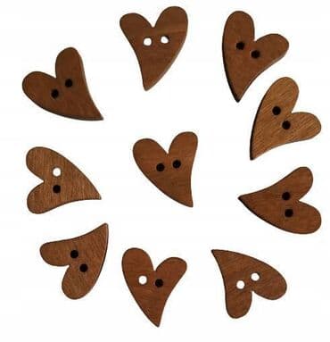 Деревянное сердце, пуговица 20 х 16 мм, 2 отверстия 100 шт