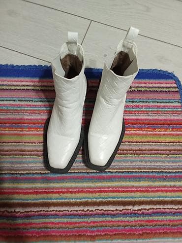 джинсы багги мужские: Женские ботильоны белые - Форма носка: квадратный - Материал верха — 4