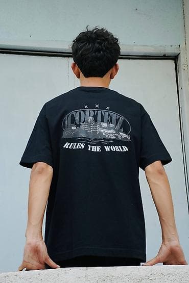 Универсальные уличные футболки с крупным принтом “RULES THE WORLD” - — 4