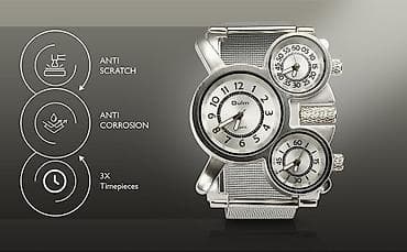 Кошельки: Мужские кварцевые наручные часы Oulm с тремя циферблатами - Три — 2