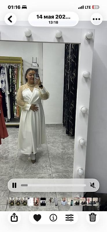 Шубы: Вечернее платье, Атлас, С рукавами, L — 3