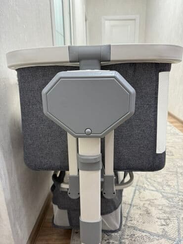 коляска беби тайм: Детская приставная кроватка, С колесиками, цвет - Серый — 3