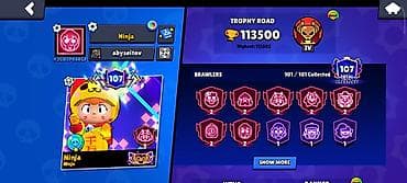 Премиум‑аккаунт Brawl Stars - Ник: Ninja - Трофеи: 113 500 -