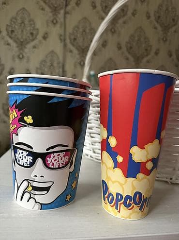 Бумажные стаканы/ведра для попкорна размеры 0,75 (400шт) и 1литр(800шт