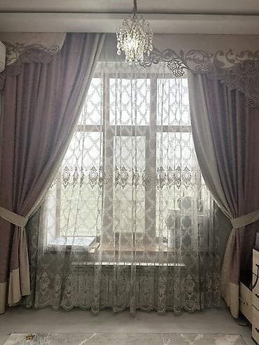 ламбрекен: Комплект штор, С ламбрекеном, Готовое изделие, Для зала — 1