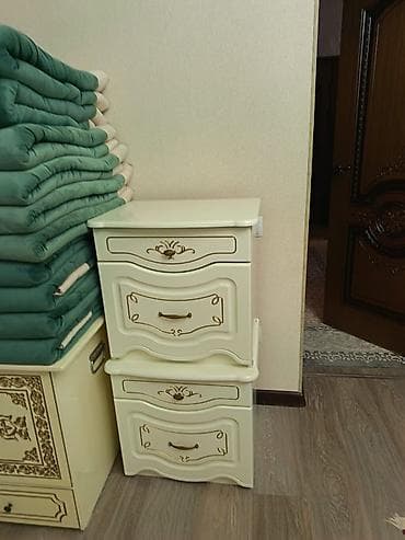 шкафы мебель: Спальный гарнитур, Б/у, Комод, Двуспальная кровать, Тумба, Белоруссия, МДФ, цвет - Белый — 5