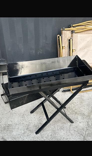 скей борт: Мангал-колыбель на высоких складных ножках - Узкий и длинный корпус — 1