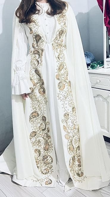 националь: Прокат платье на Кыз узатуу,жар жар Белое длинное праздничное — 2