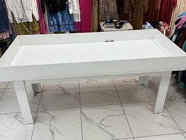 Торговое оборудование: Торговый стол-остров для выкладки товаров 200см на 90см - Цвет: белый — 1