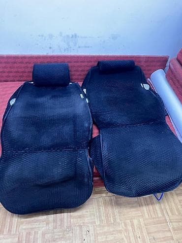 чехлы на сиденья тойота эстима: Чехлы Тканевые, С подушкой, цвет - Черный, Toyota, Б/у — 3